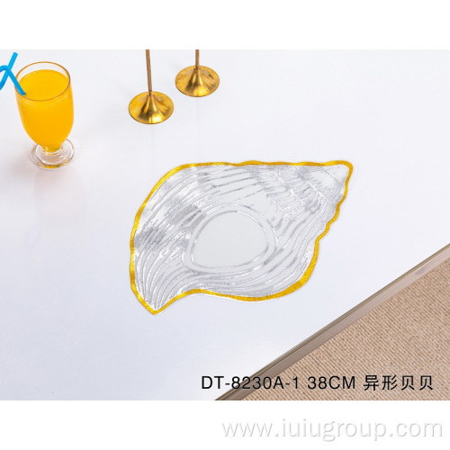 Sea Shell Shape Irregular Gold Kid's Plastic Placemats